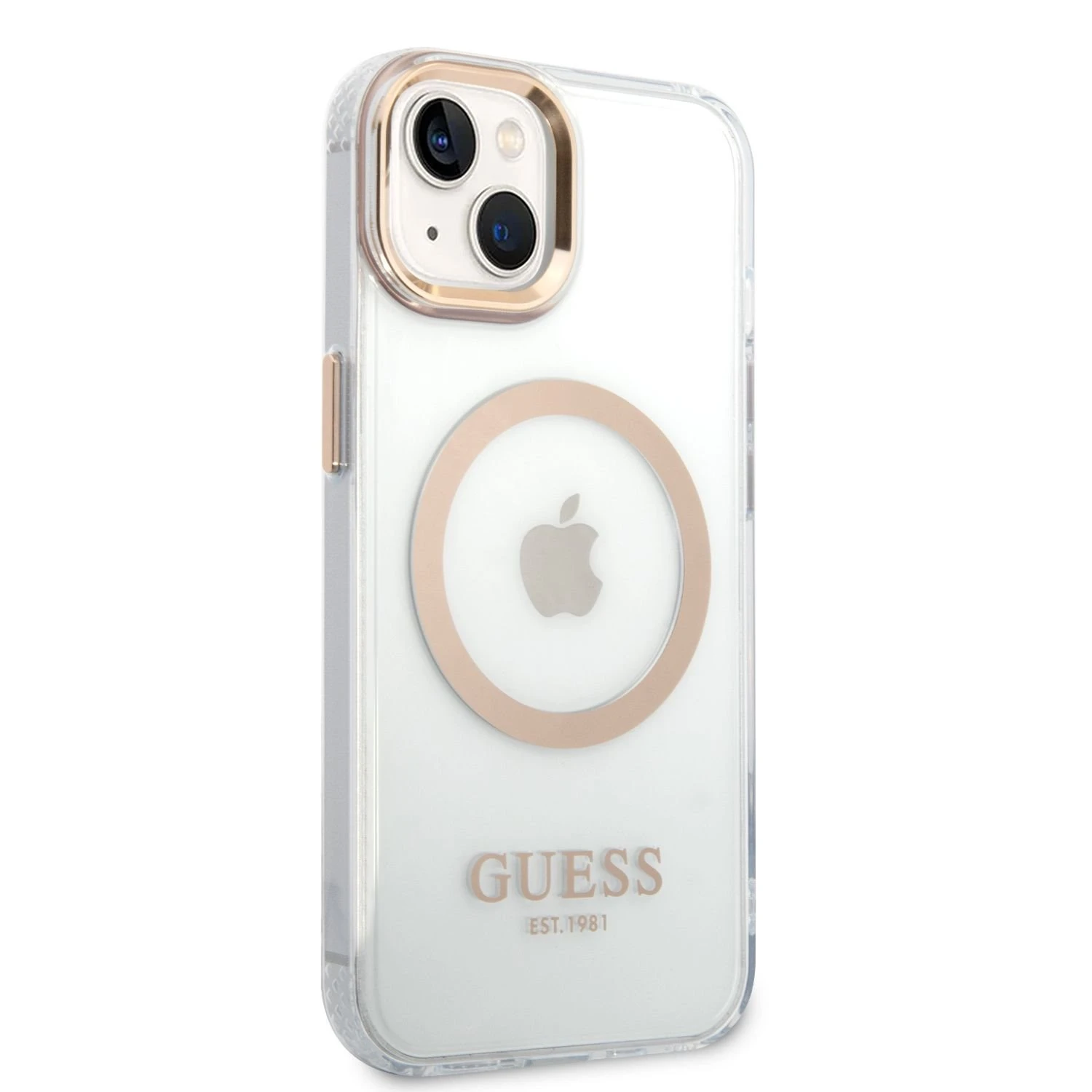 Dėklas GUESS GUHMP14MHTMD IPHONE 14 PLUS / 15 PLUS 6.7 "GOLD / GOLD HARD CASE METAL OUTLINE MAGSAFE