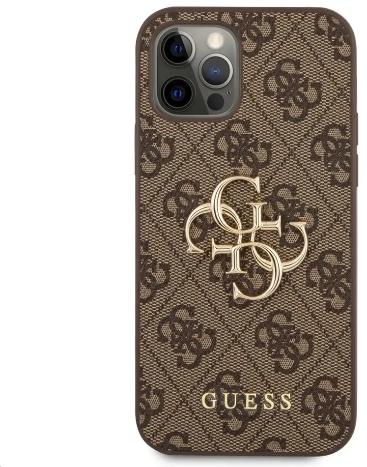 Guess "GUHCP12M4GMGBR PU 4G metalinis logotipo dėklas iPhone 12/12 Pro" rudas