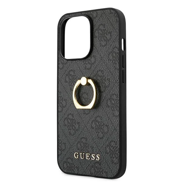 Guess GUHCP13X4GMRGR iPhone 13 Pro Max 6,7" pilkas/pilkas kietas 4G dėklas su žiediniu stovu