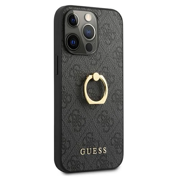 Guess GUHCP13X4GMRGR iPhone 13 Pro Max 6,7" pilkas/pilkas kietas 4G dėklas su žiediniu stovu