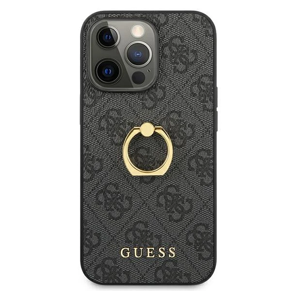 Guess GUHCP13X4GMRGR iPhone 13 Pro Max 6,7" pilkas/pilkas kietas 4G dėklas su žiediniu stovu