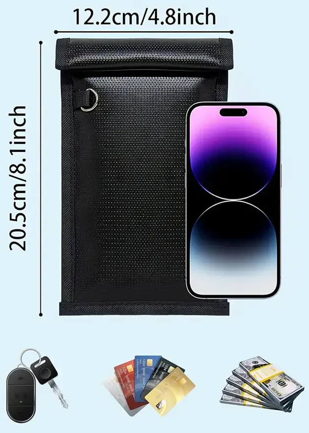 Dėklas Hurtel Fireproof RFID Phone Case OTN-27 with Signal Blocker 27x12.3 cm - Juodas