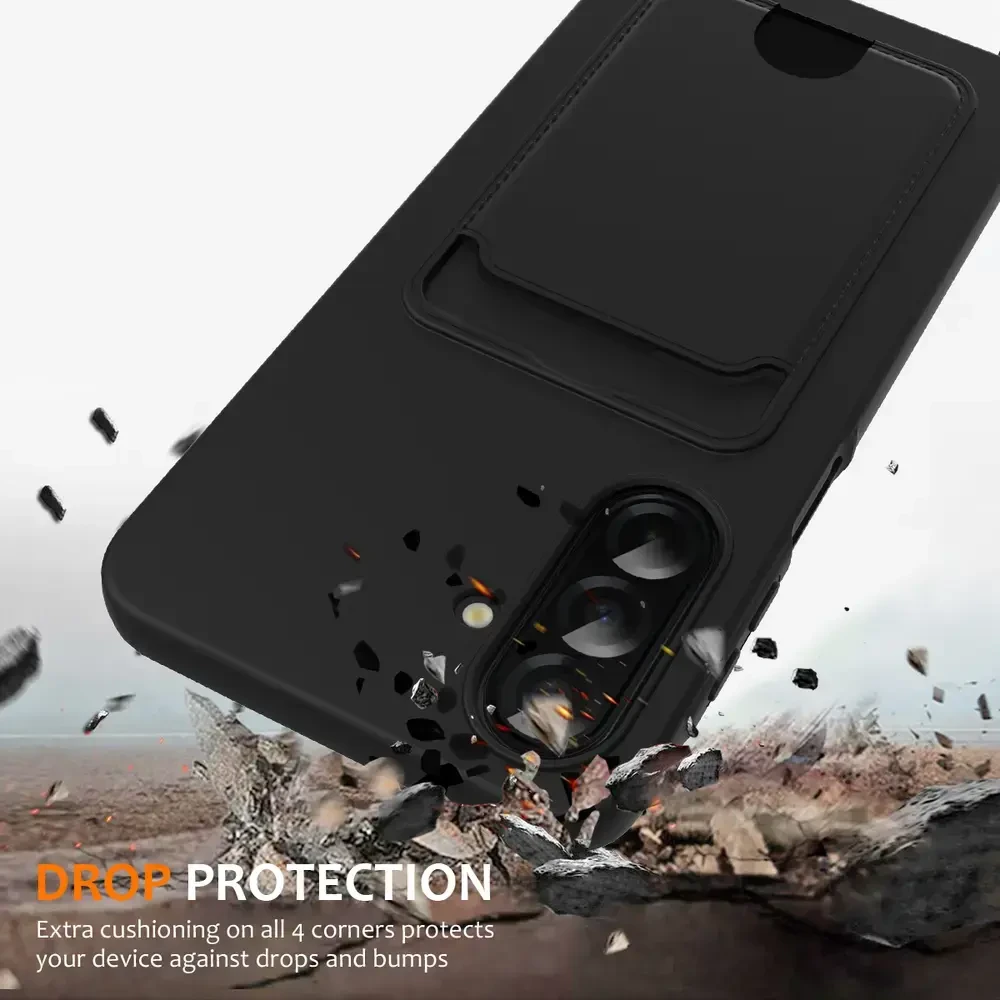 „Hurtel“ „Samsung Galaxy A57 5G“ TPU dėklas su kortelių laikikliu ir dirželiu per petį - Juodas