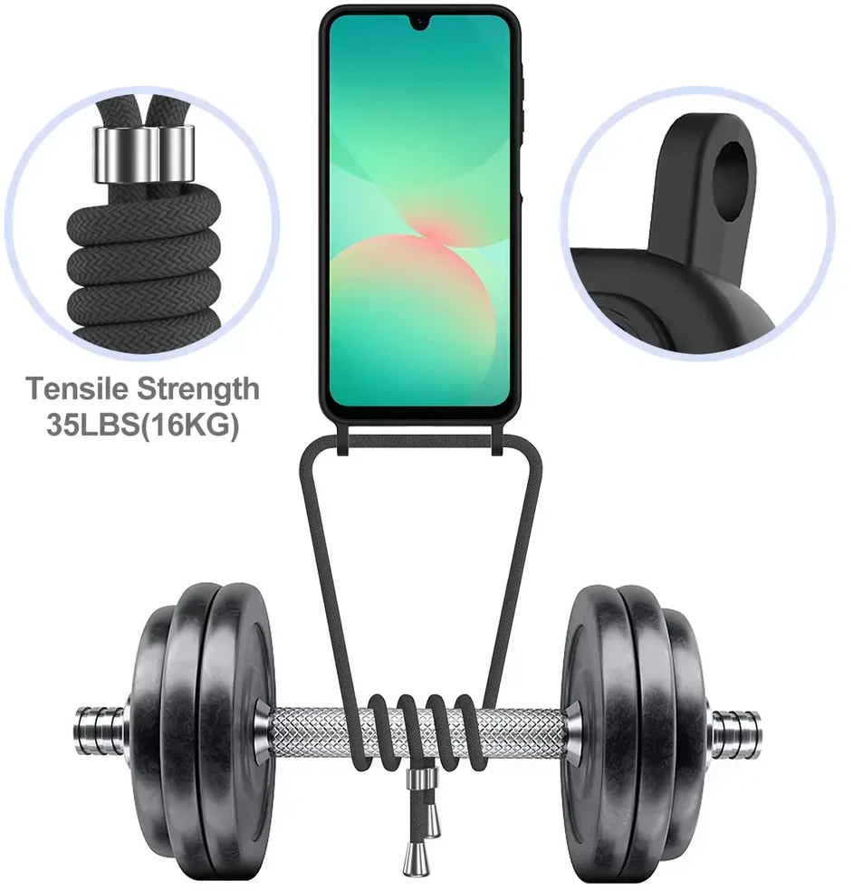„Hurtel“ „Samsung Galaxy A57 5G“ TPU dėklas su kortelių laikikliu ir dirželiu per petį - Juodas