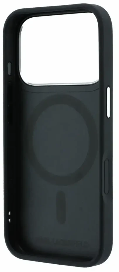 Dėklas Karl Lagerfeld arl Lagerfeld PU Grained K&CH Heads Ring Stand Magsafe Case for iPhone 18 Pro Max Juodas