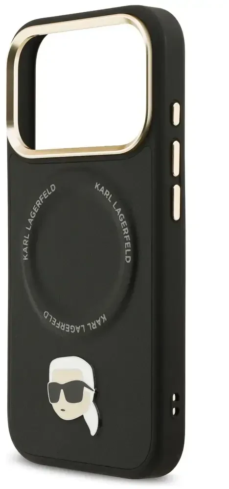 Karl Lagerfeld Big Strap Karl Metal Logo MagSafe dėklas skirtas Apple iPhone 17 Pro Juodas