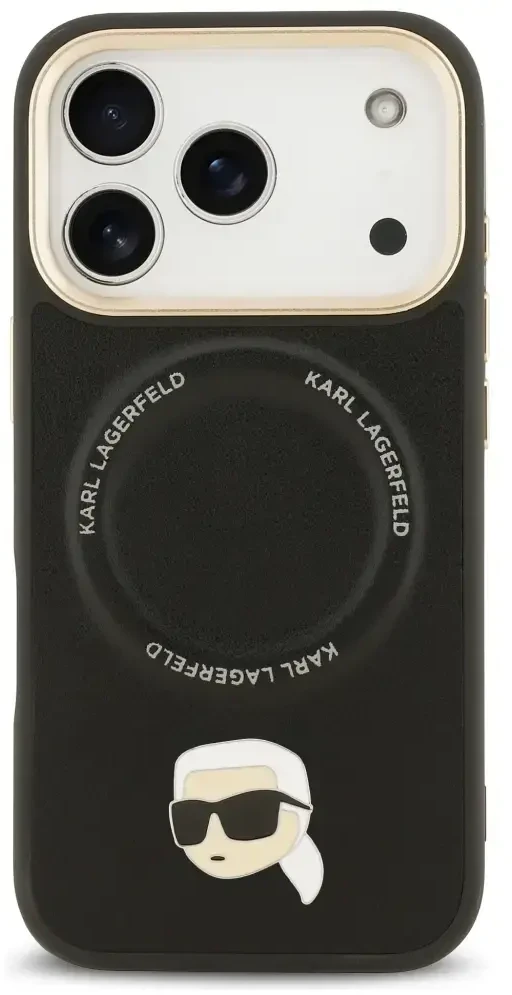 Karl Lagerfeld Big Strap Karl Metal Logo MagSafe dėklas skirtas Apple iPhone 17 Pro Juodas
