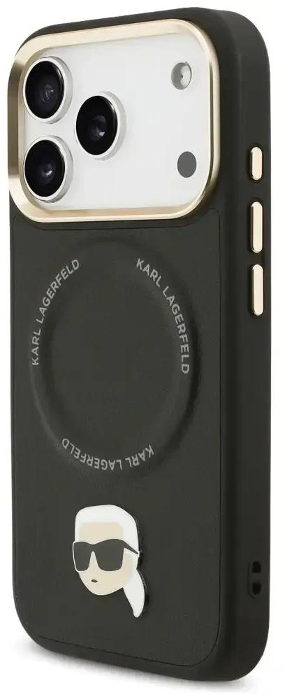 Karl Lagerfeld Big Strap Karl Metal Logo MagSafe dėklas skirtas Apple iPhone 17 Pro Juodas