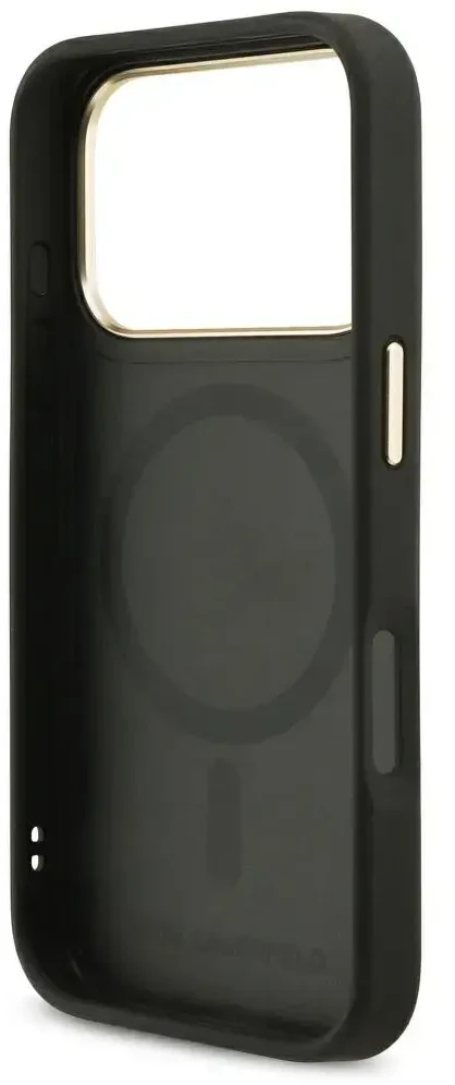 Karl Lagerfeld Big Strap Karl Metal Logo MagSafe dėklas skirtas Apple iPhone 17 Pro Juodas