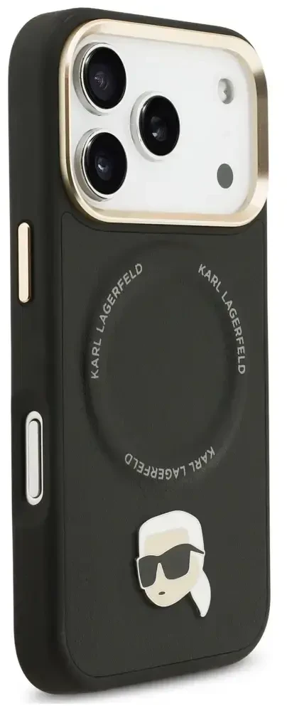 Karl Lagerfeld Big Strap Karl Metal Logo MagSafe dėklas skirtas Apple iPhone 17 Pro Juodas
