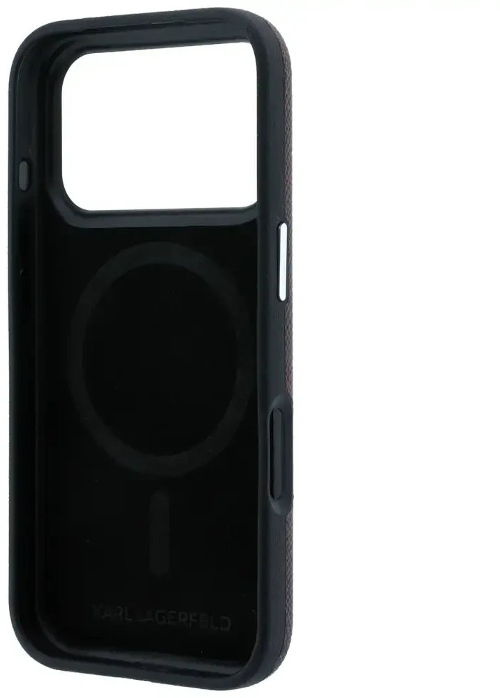 Dėklas Karl Lagerfeld case for IPHONE 18 Pro Max/ 17 Pro Max compatible with MagSafe (Grained Choupette Head Metal) burgund