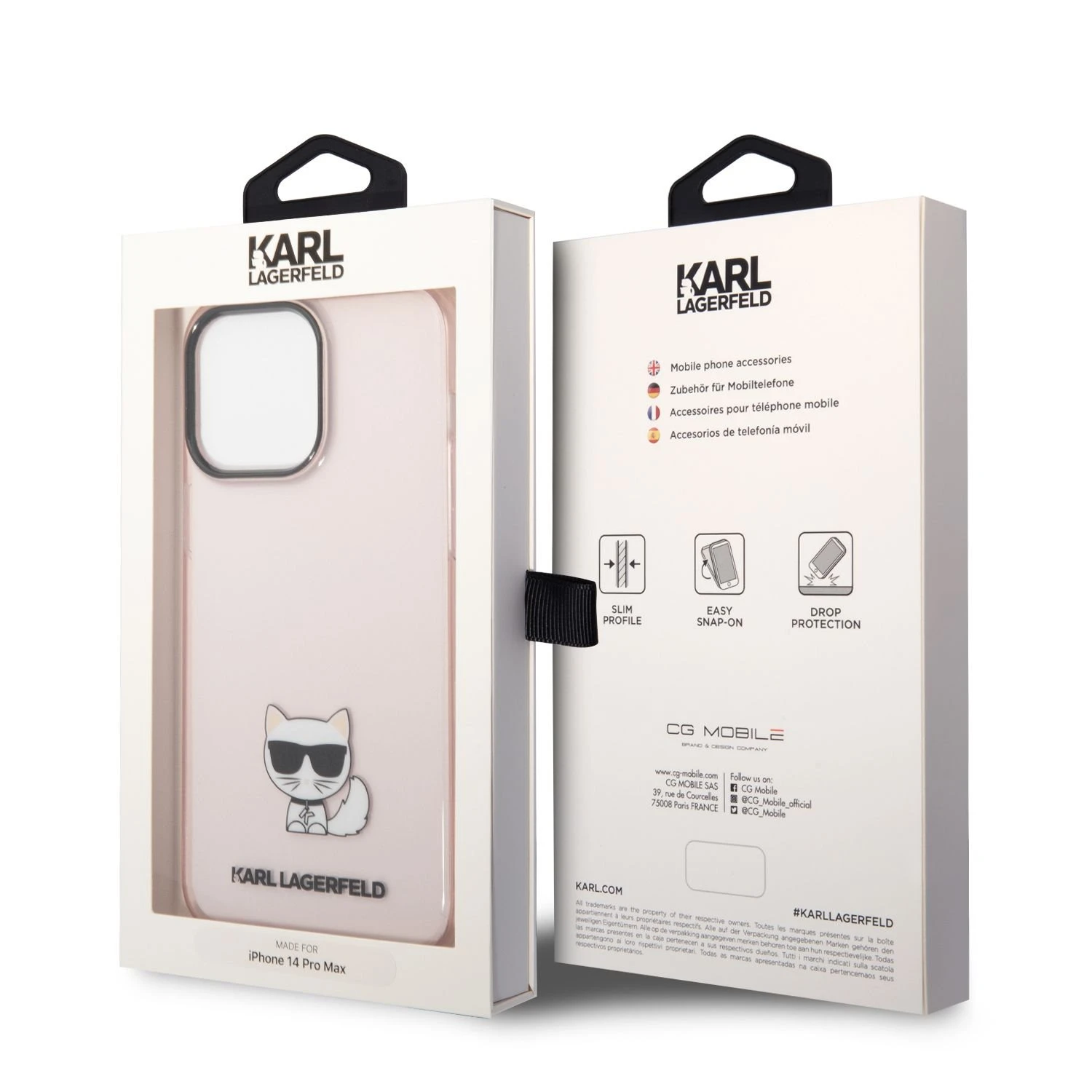 Dėklas Karl Lagerfeld Hardcase Choupette Body KLHCP14XCTTRI galinis dangtelis, Apple, iPhone 14 Pro Max, TPU, Rožinė skaidrus, 6,7 "