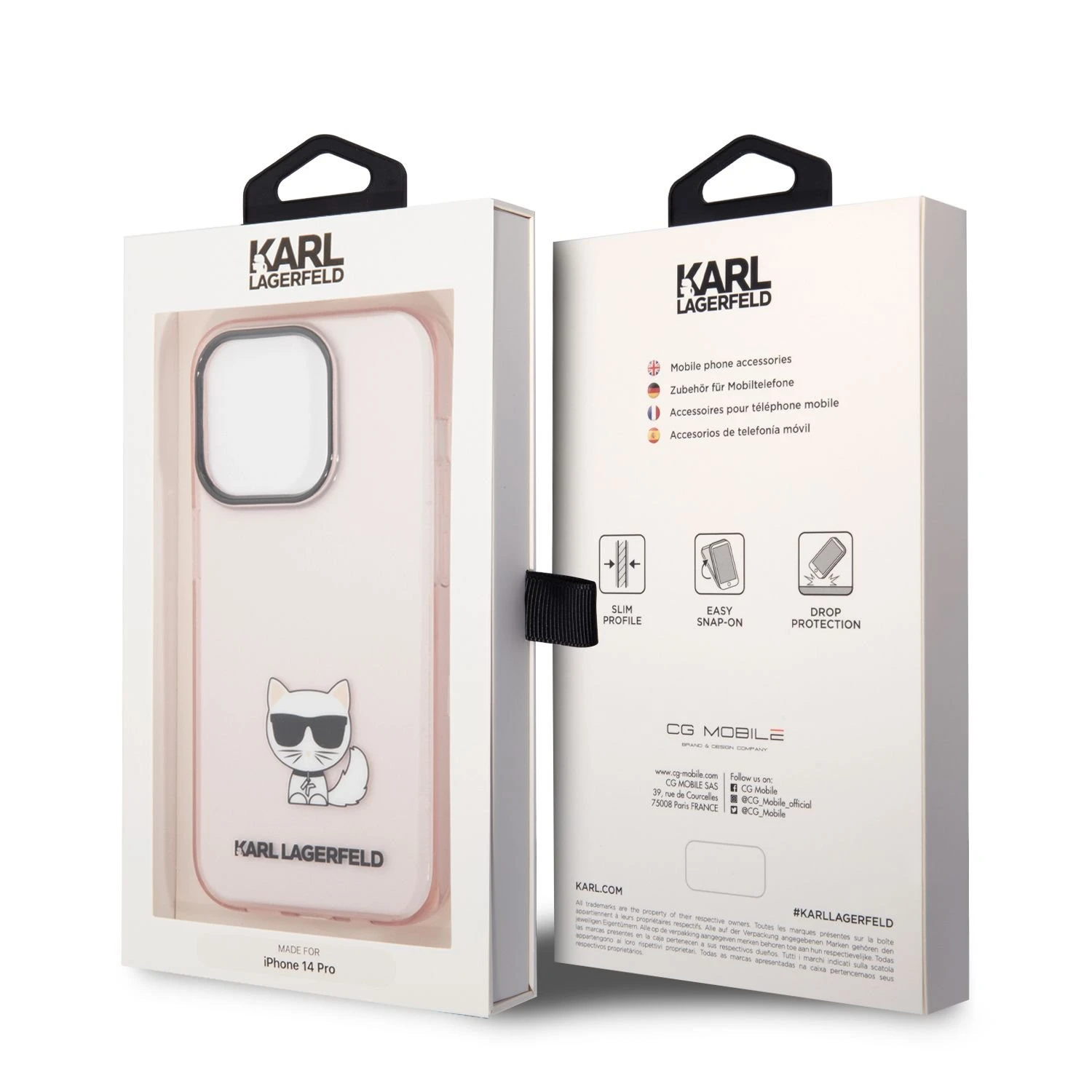 Dėklas Karl Lagerfeld Choupette Logo Case skirtas iPhone 14 Pro, rožinis
