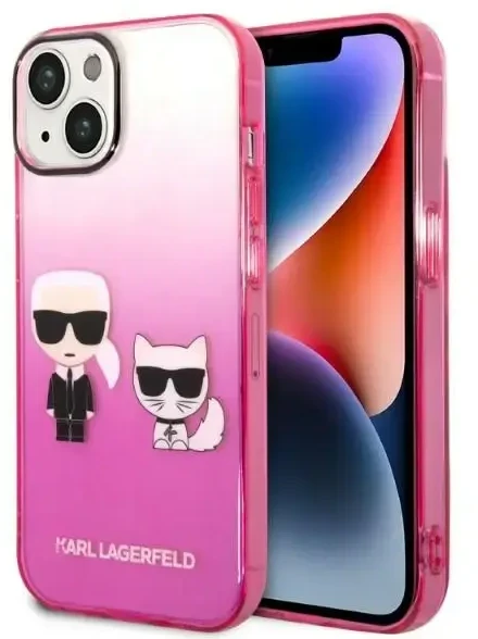 Karl Lagerfeld KLHCP14MTGKCP iPhone 14 Plus 6,7 colio kietas dėklas, eilinis/rožinis gradientas Karl & Choupette
