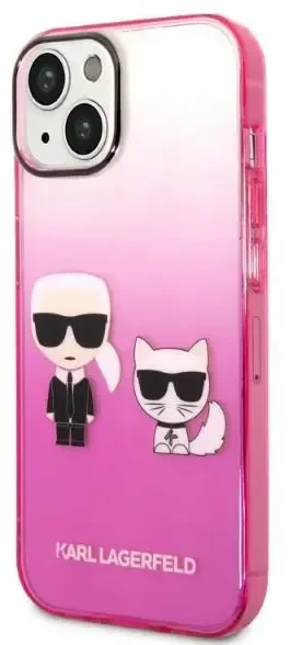 Karl Lagerfeld KLHCP14MTGKCP iPhone 14 Plus 6,7 colio kietas dėklas, eilinis/rožinis gradientas Karl & Choupette