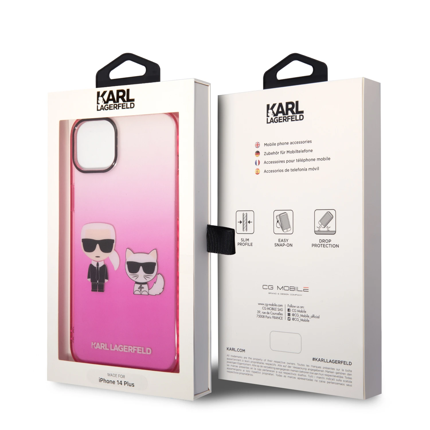 Karl Lagerfeld KLHCP14MTGKCP iPhone 14 Plus 6,7 colio kietas dėklas, eilinis/rožinis gradientas Karl & Choupette