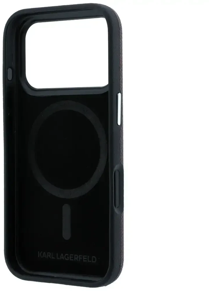 Dėklas Karl Lagerfeld Grained Choupette Head Metal MagSafe case for iPhone 18 Pro Max - burgundy