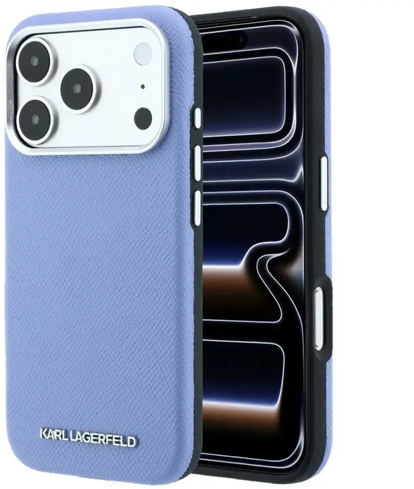 Dėklas Karl Lagerfeld Grained Elongated Logo MagSafe Case for iPhone 17 Pro Max / 18 Pro Max - Mėlyna