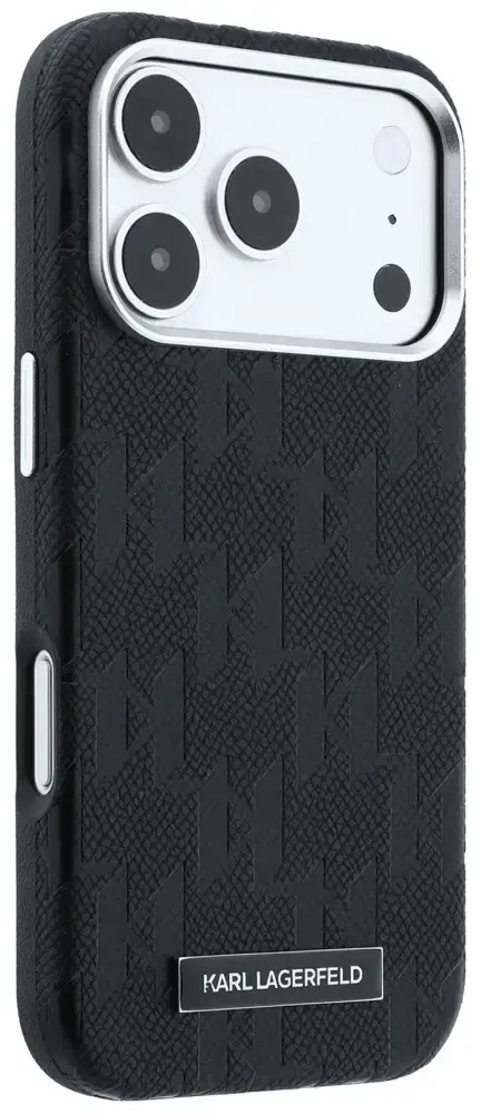 Dėklas Karl Lagerfeld Grained Mono Resin Logo MagSafe Case for iPhone 17 Pro Max / 18 Pro Max - Juodas