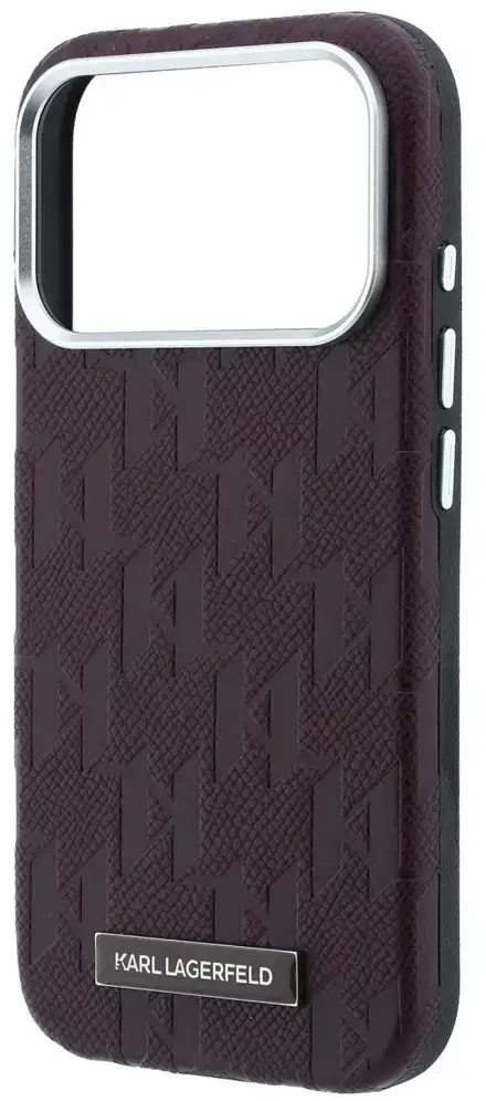 Dėklas Karl Lagerfeld Grained Mono Resin Logo MagSafe Case for iPhone 17 Pro Max / 18 Pro Max - Burgundy