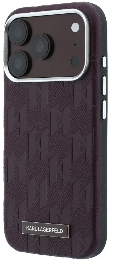 Dėklas Karl Lagerfeld Grained Mono Resin Logo MagSafe Case for iPhone 17 Pro Max / 18 Pro Max - Burgundy