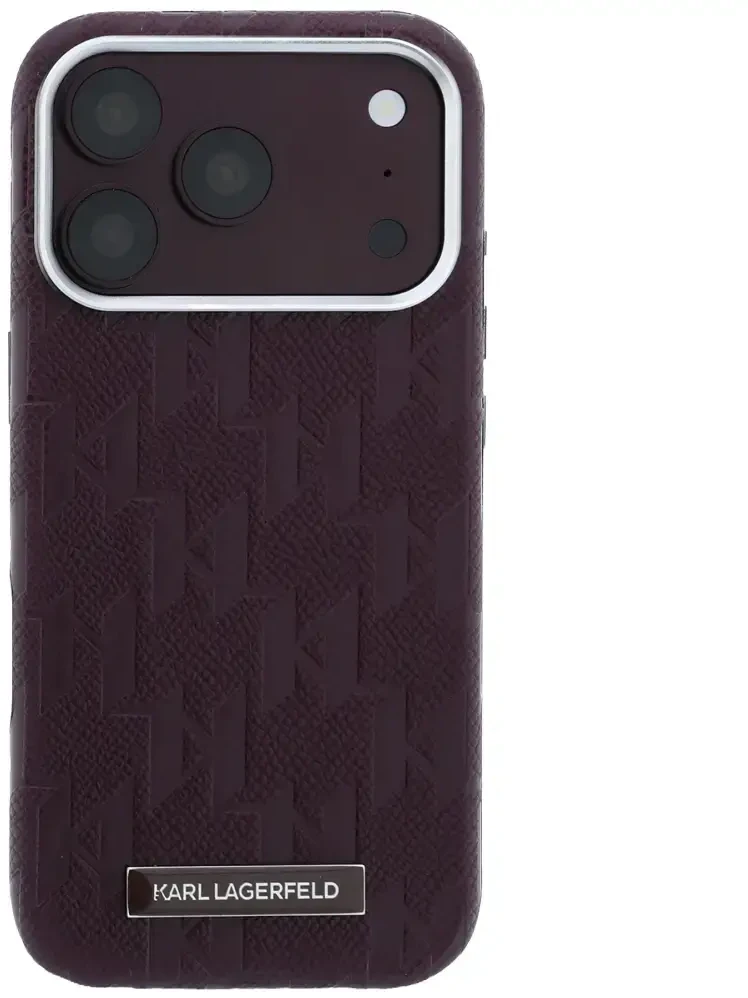 Dėklas Karl Lagerfeld Grained Mono Resin Logo MagSafe Case for iPhone 17 Pro Max / 18 Pro Max - Burgundy