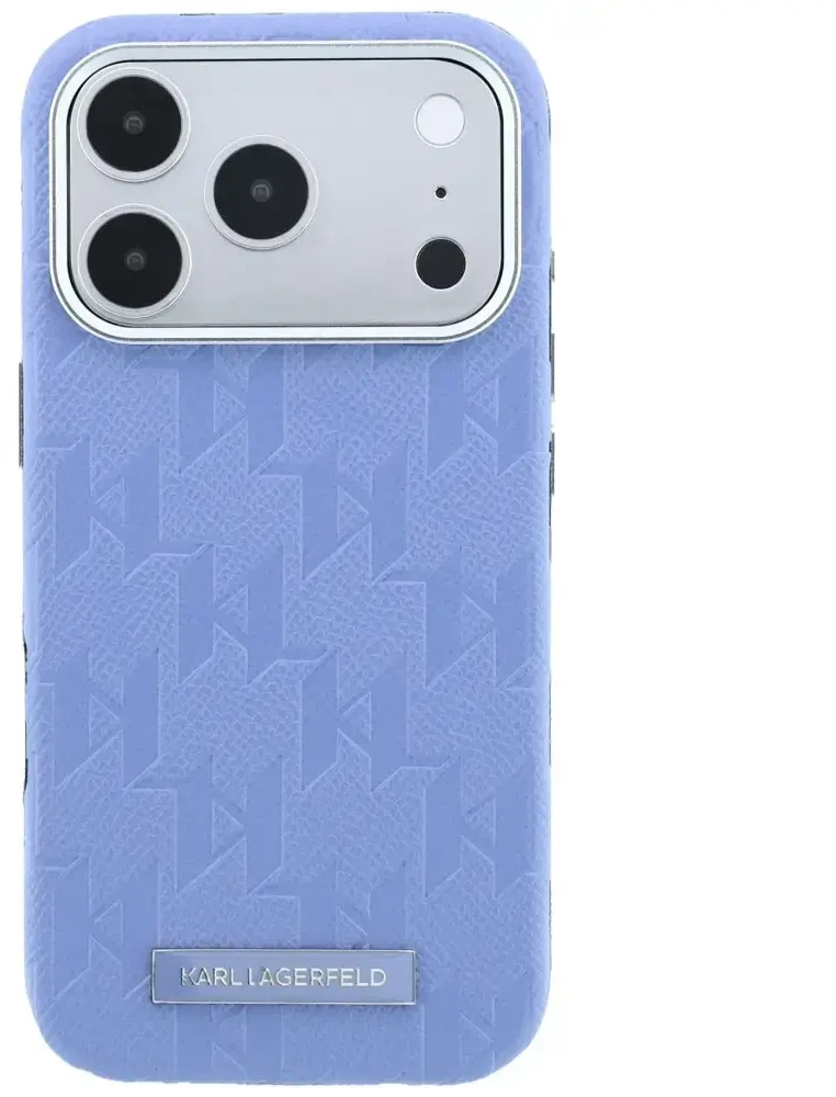 Dėklas Karl Lagerfeld Grained Mono Resin Logo MagSafe Case for iPhone 17 Pro / 18 Pro - Light Mėlyna