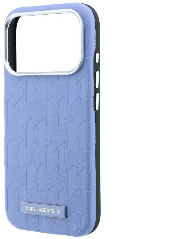Dėklas Karl Lagerfeld Grained Mono Resin Logo MagSafe Case for iPhone 17 Pro / 18 Pro - Light Mėlyna
