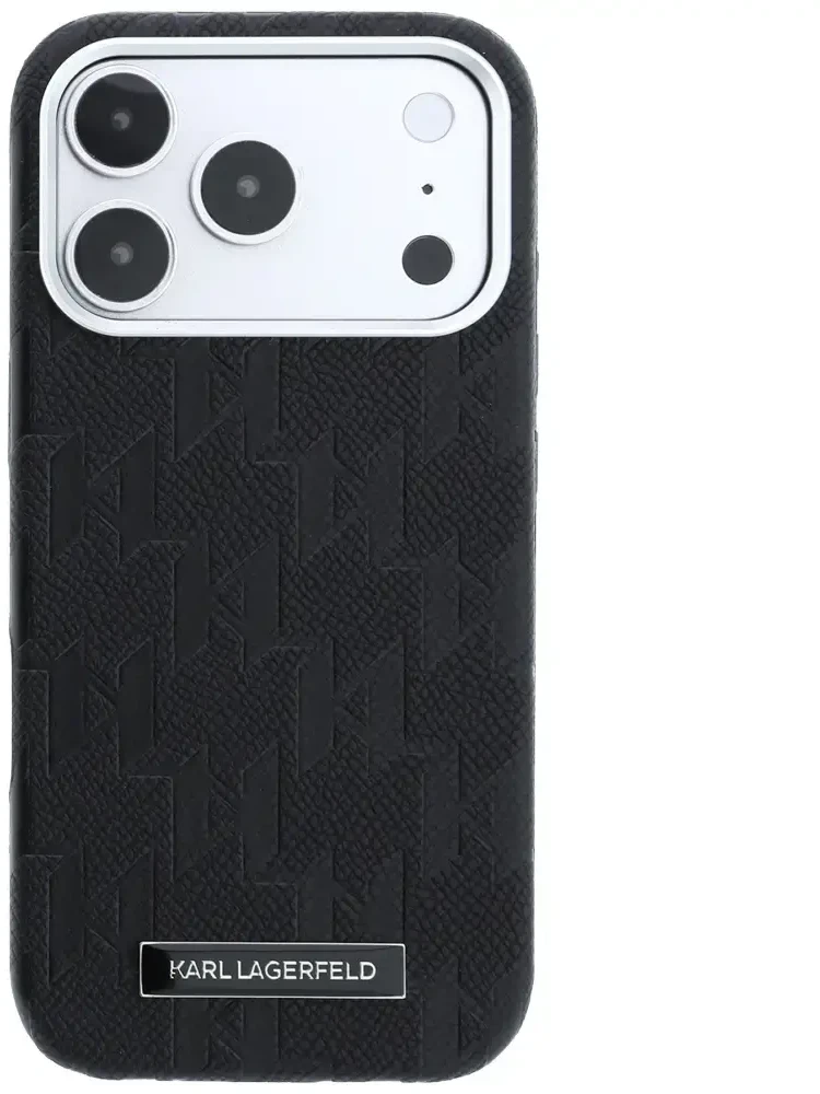 Dėklas Karl Lagerfeld Grained Mono Resin Logo MagSafe Case for iPhone 17 Pro Max / 18 Pro Max - Juodas