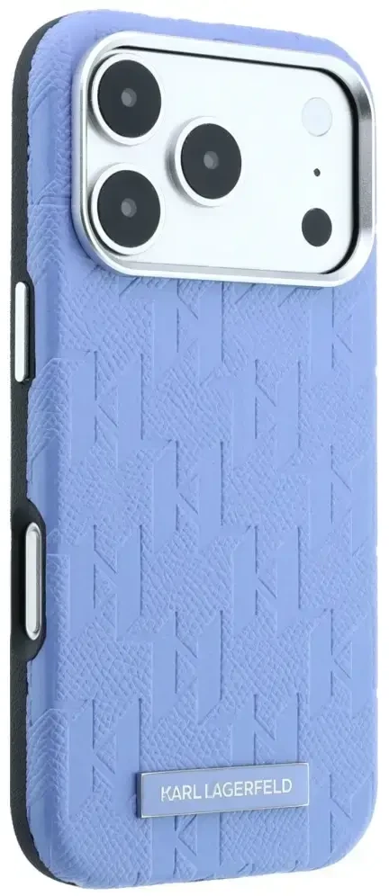 Dėklas Karl Lagerfeld Grained Mono Resin Logo MagSafe Case for iPhone 17 Pro / 18 Pro - Light Mėlyna