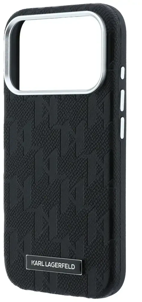 Dėklas Karl Lagerfeld Grained Mono Resin Logo MagSafe Case for iPhone 17 Pro Max / 18 Pro Max - Juodas