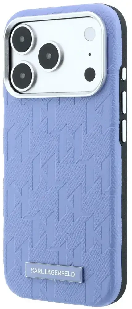 Dėklas Karl Lagerfeld Grained Mono Resin Logo MagSafe Case for iPhone 17 Pro / 18 Pro - Light Mėlyna