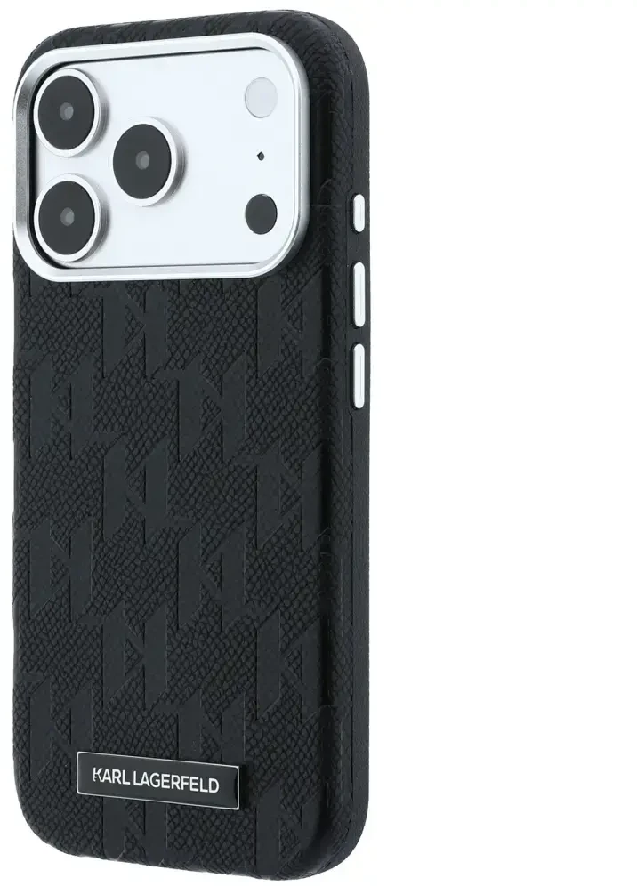 Dėklas Karl Lagerfeld Grained Mono Resin Logo MagSafe Case for iPhone 17 Pro Max / 18 Pro Max - Juodas