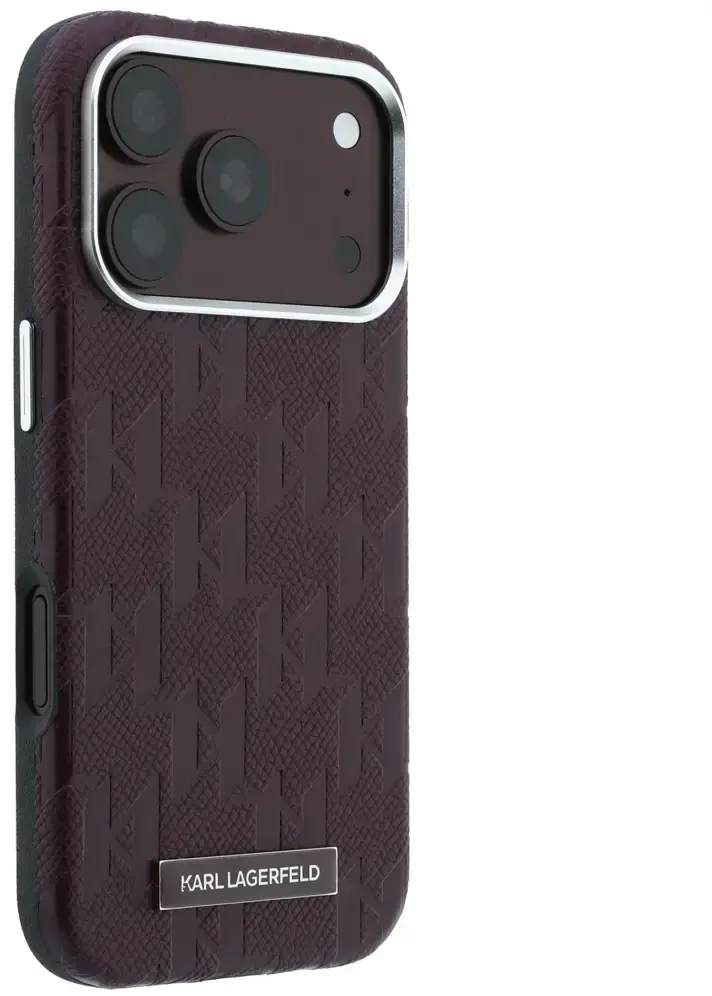 Dėklas Karl Lagerfeld Grained Mono Resin Logo MagSafe Case for iPhone 17 Pro Max / 18 Pro Max - Burgundy