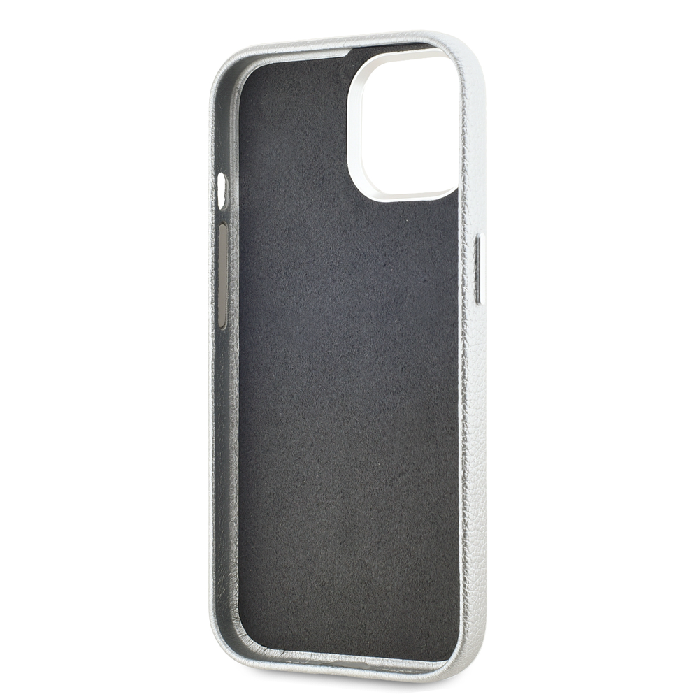 Karl Lagerfeld Grained PU Hotel RSG dėklas telefonui Apple iPhone 15 pilkos spalvos