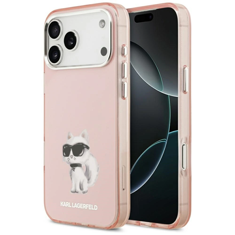 Karl Lagerfeld IML Aquarelle Choupette & Logo MagSafe dėklas skirtas Apple iPhone 17 Pro rožinės spalvos