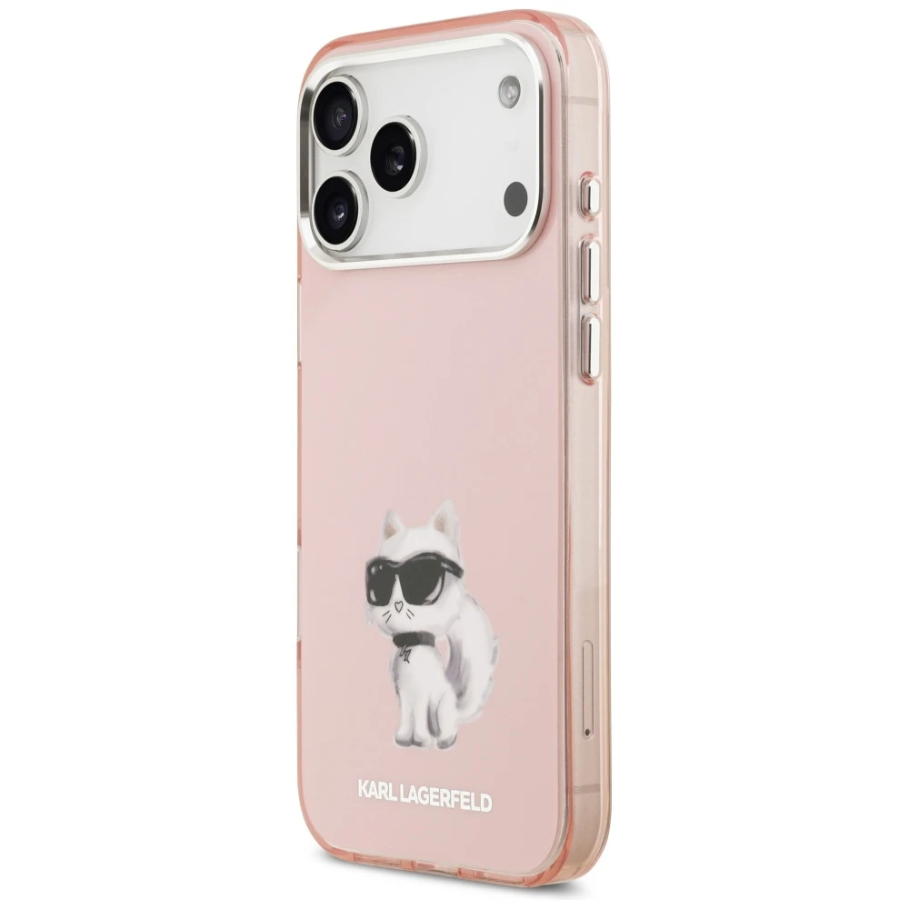 Karl Lagerfeld IML Aquarelle Choupette & Logo MagSafe dėklas skirtas Apple iPhone 17 Pro rožinės spalvos