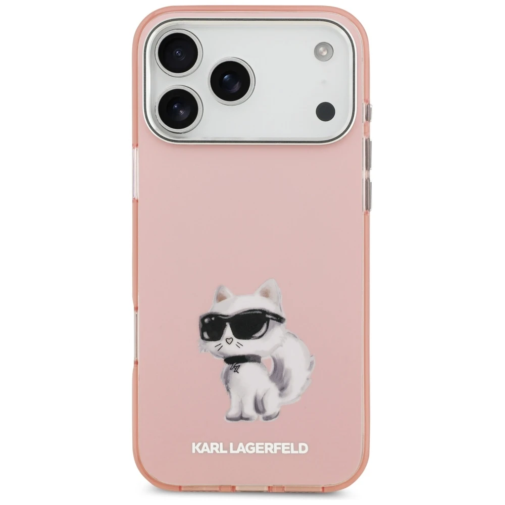 Karl Lagerfeld IML Aquarelle Choupette & Logo MagSafe dėklas skirtas Apple iPhone 17 Pro rožinės spalvos