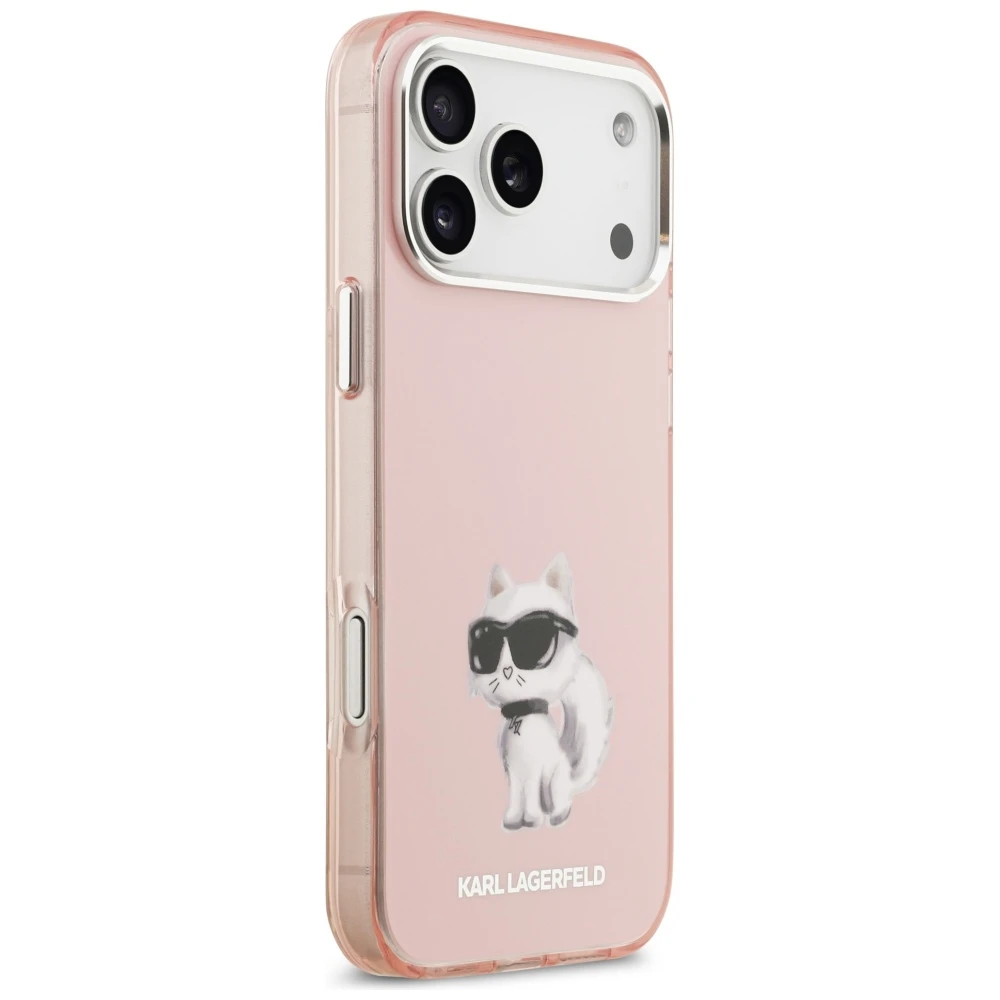 Karl Lagerfeld IML Aquarelle Choupette & Logo MagSafe dėklas skirtas Apple iPhone 17 Pro rožinės spalvos