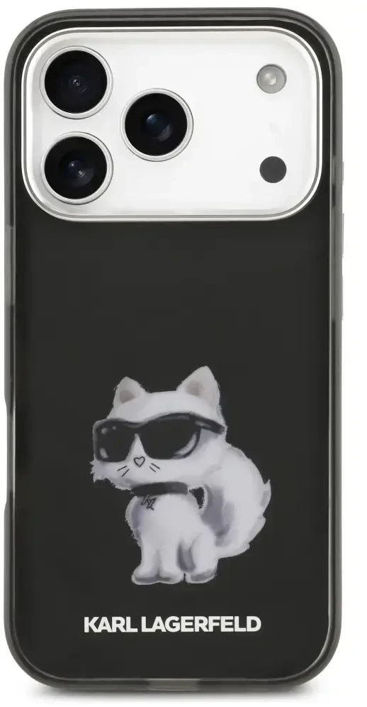 „Karl Lagerfeld IML Aquarelle Choupette & Logo MagSafe“ dėklas, skirtas „iPhone 17 Pro“ – Juodas
