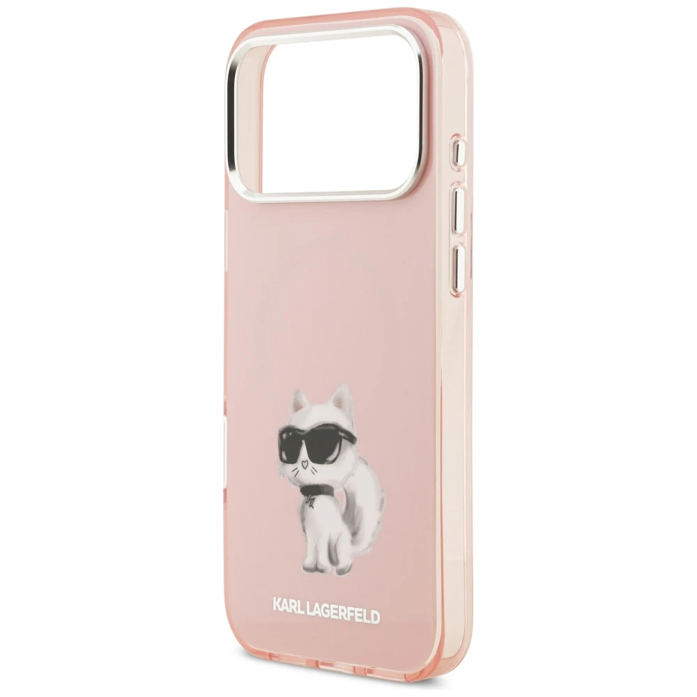 Karl Lagerfeld IML Aquarelle Choupette & Logo MagSafe dėklas skirtas Apple iPhone 17 Pro rožinės spalvos