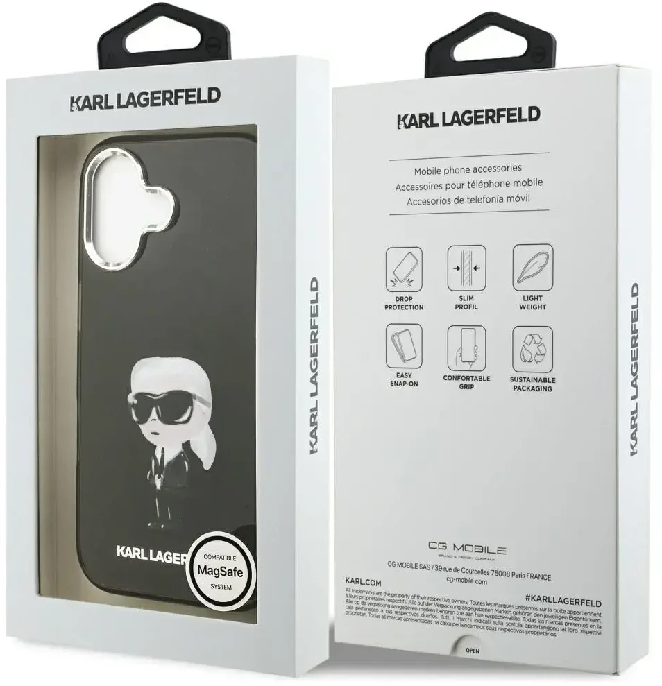 Karl Lagerfeld IML Aquarelle Karl & Logo MagSafe Dėklas skirtas Apple iPhone 17 juodos spalvos