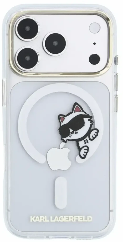 Dėklas Karl Lagerfeld IML Choupette Peekaboo Magsafe Case for iPhone 18 Pro Max Transparent