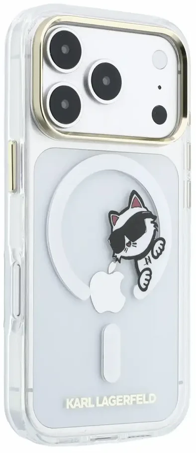 Dėklas Karl Lagerfeld IML Choupette Peekaboo Magsafe Case for iPhone 18 Pro Transparent