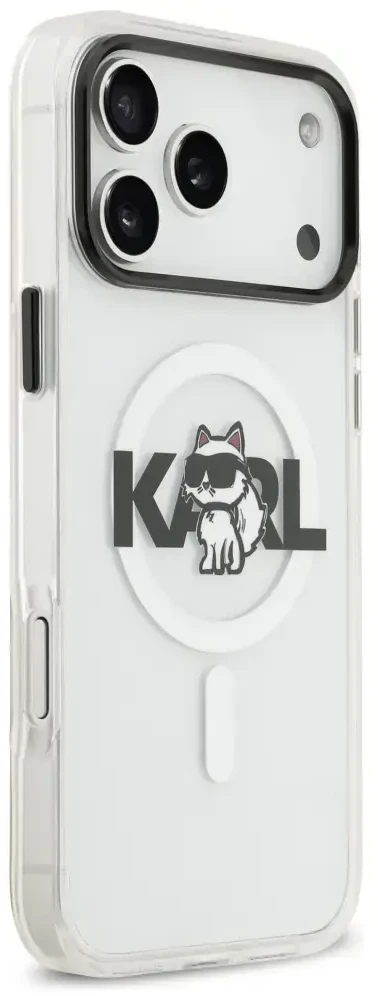 Karl Lagerfeld IML Choupette Sketch Logo MagSafe dėklas skirtas Apple iPhone 17 Pro Clear