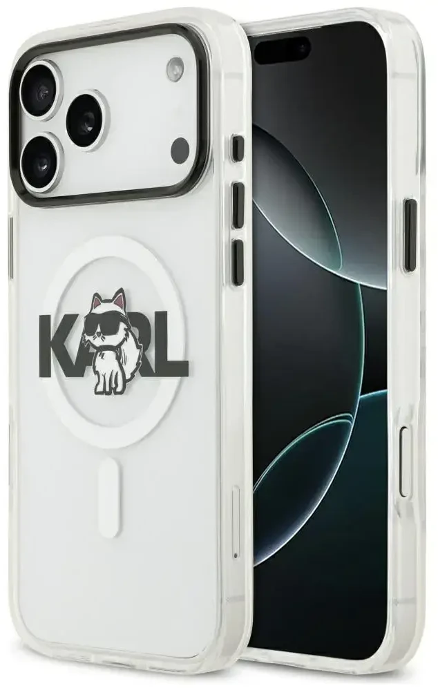 Karl Lagerfeld IML Choupette Sketch Logo MagSafe dėklas skirtas Apple iPhone 17 Pro Clear