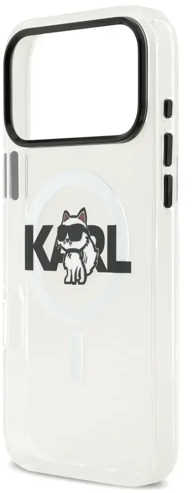 Karl Lagerfeld IML Choupette Sketch Logo MagSafe dėklas skirtas Apple iPhone 17 Pro Clear