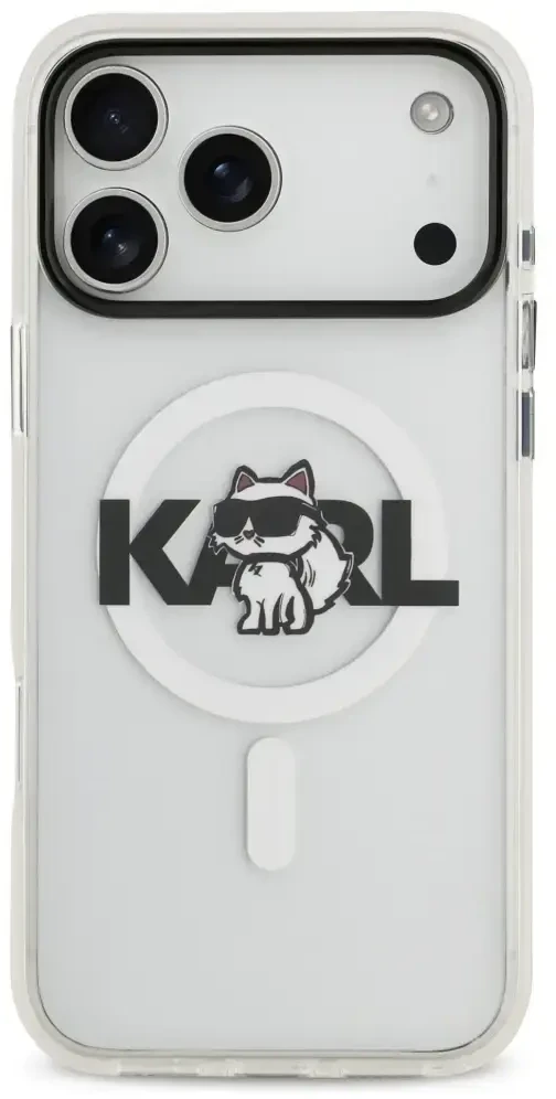 Karl Lagerfeld IML Choupette Sketch Logo MagSafe dėklas skirtas Apple iPhone 17 Pro Clear