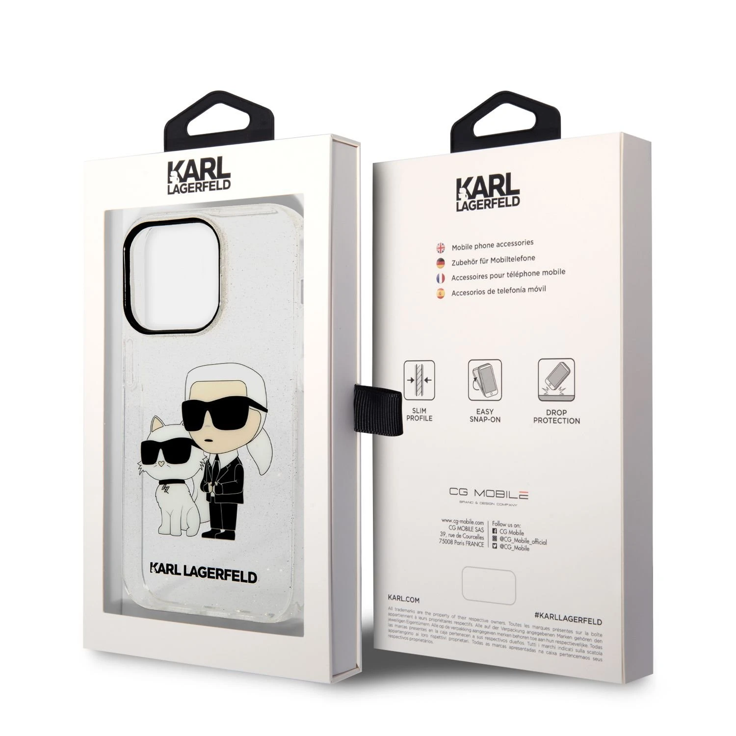 Apple iPhone 14 Pro Karl Lagerfeld dėklas IML GLIT NFT Karl&Choupette (KLHCP14LHNKCTGT) skaidrus