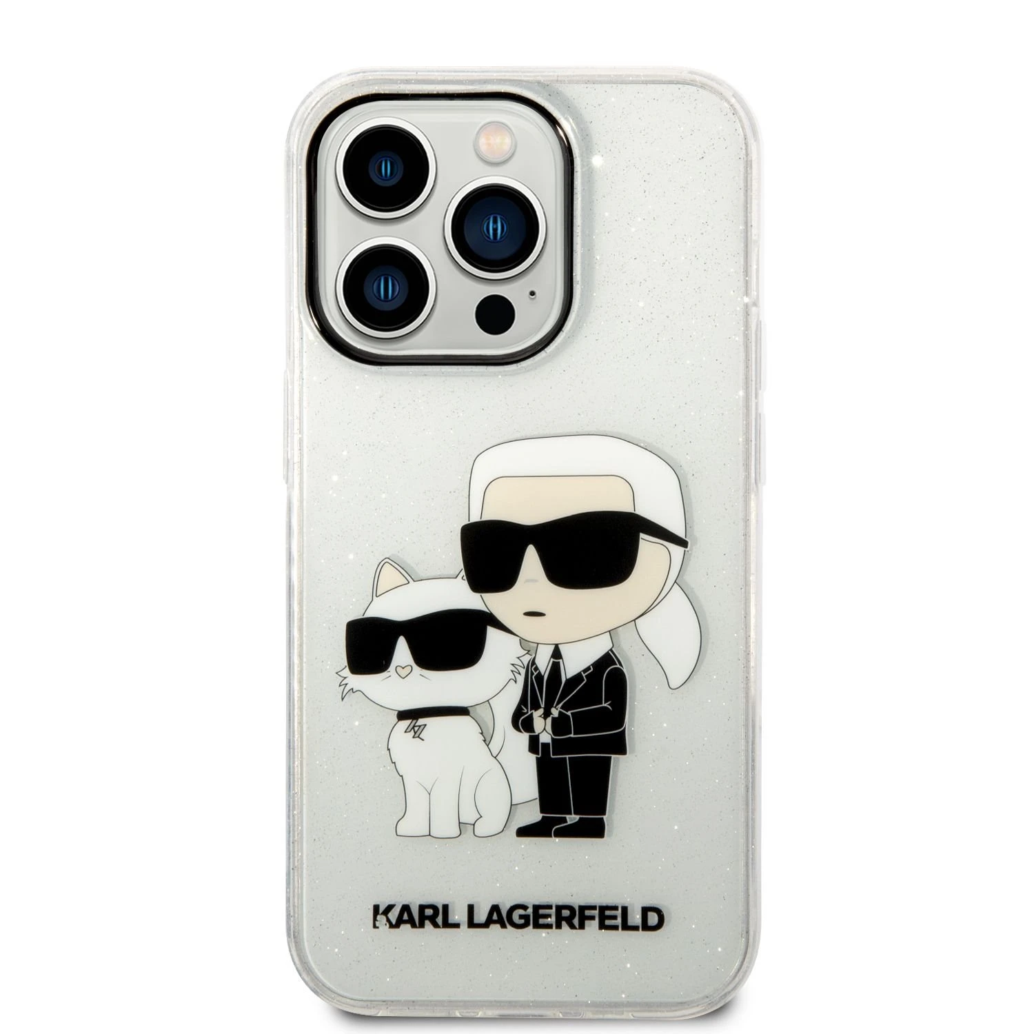 Apple iPhone 14 Pro Karl Lagerfeld dėklas IML GLIT NFT Karl&Choupette (KLHCP14LHNKCTGT) skaidrus